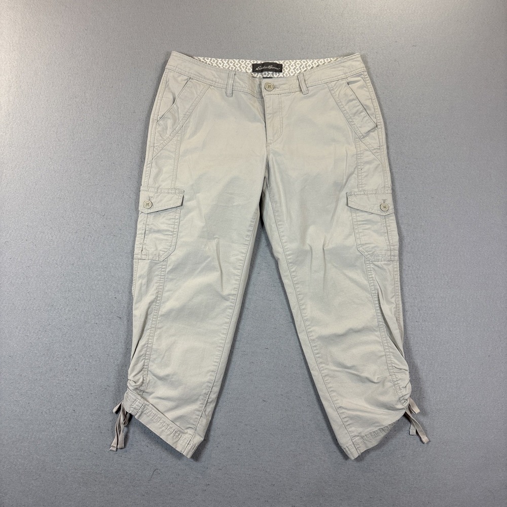 Eddie Bauer Capri Cargo Pant Womens Size 8 Beige Outdoor Hiking